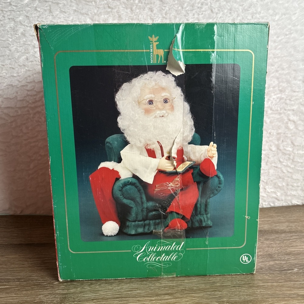 Vintage 1993 Santa's Best 16" Animated Santa in Chair Pipe, Works Grandpa Gift